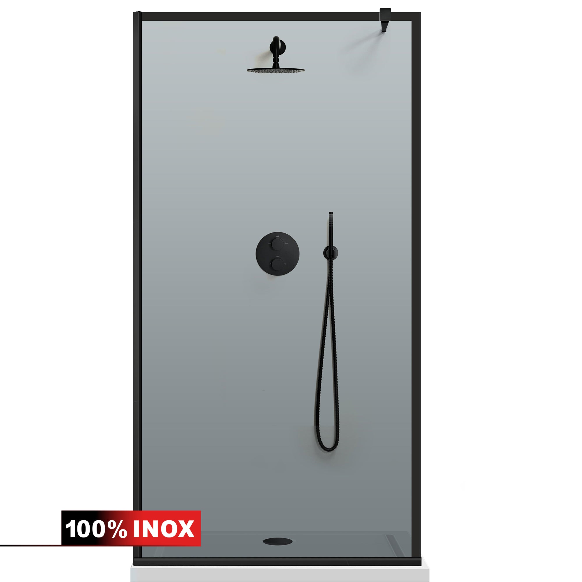 Paravan dus Walk-in, Perete dus Negru, #Gri #Szürke