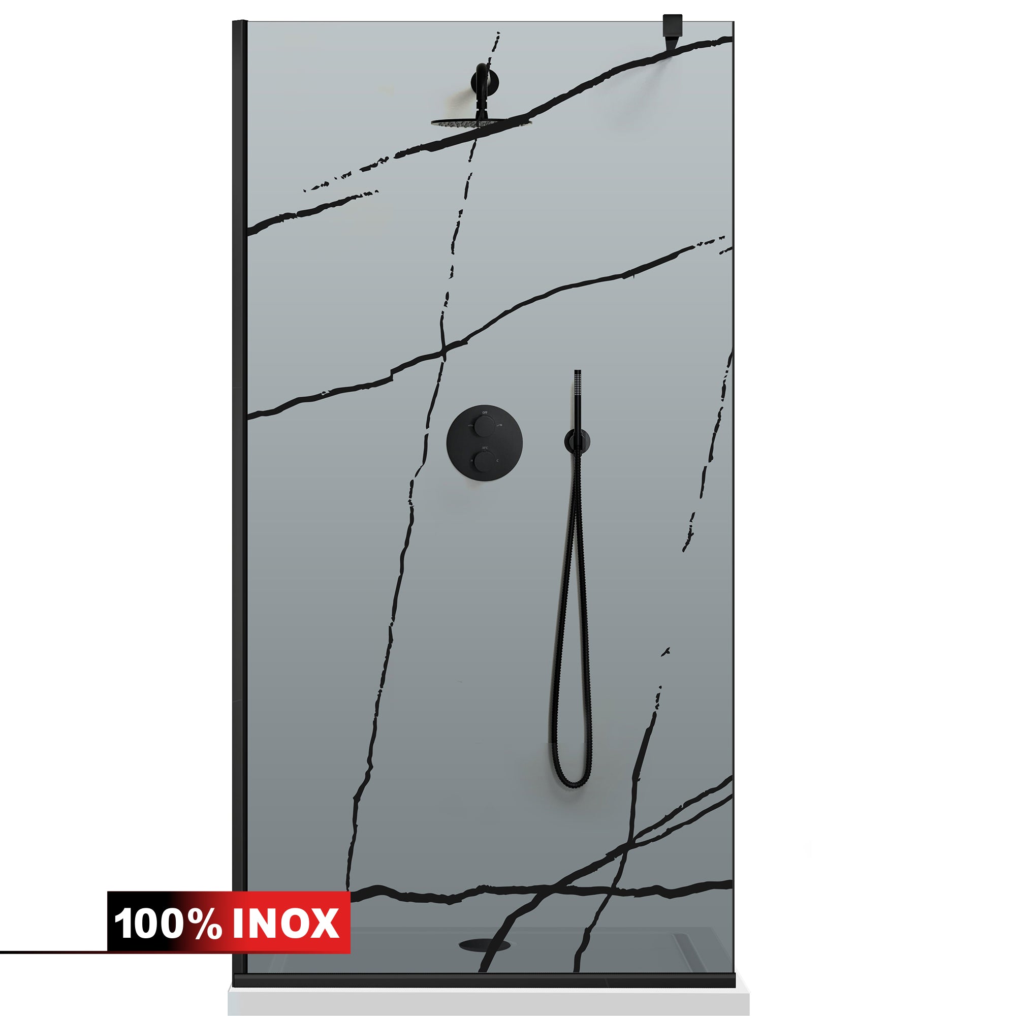 Paravan dus Walk-in, Perete dus Negru, #Gri #Szürke