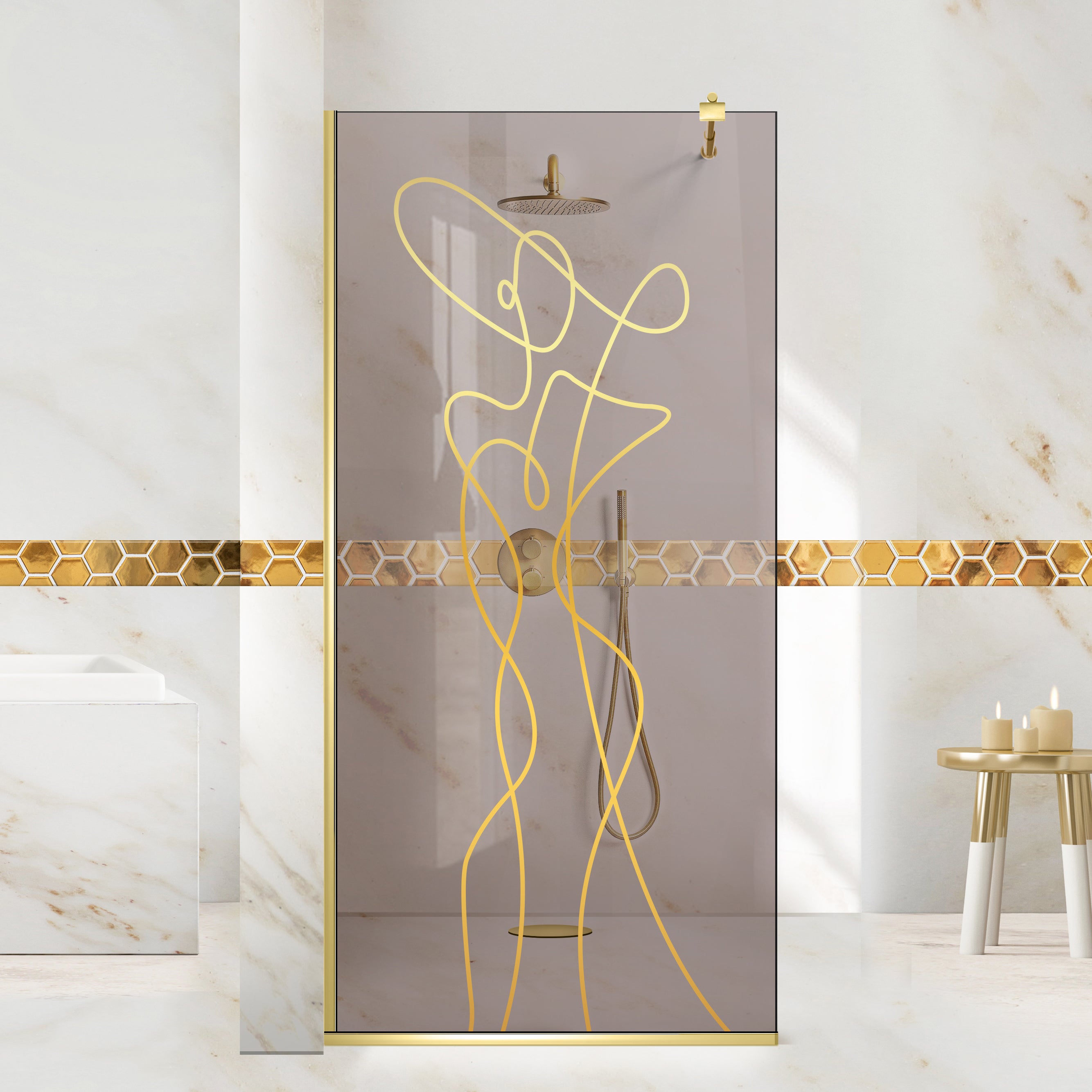 Paravan dus Walk-in, Perete dus Auriu, #Bronz #Bronz