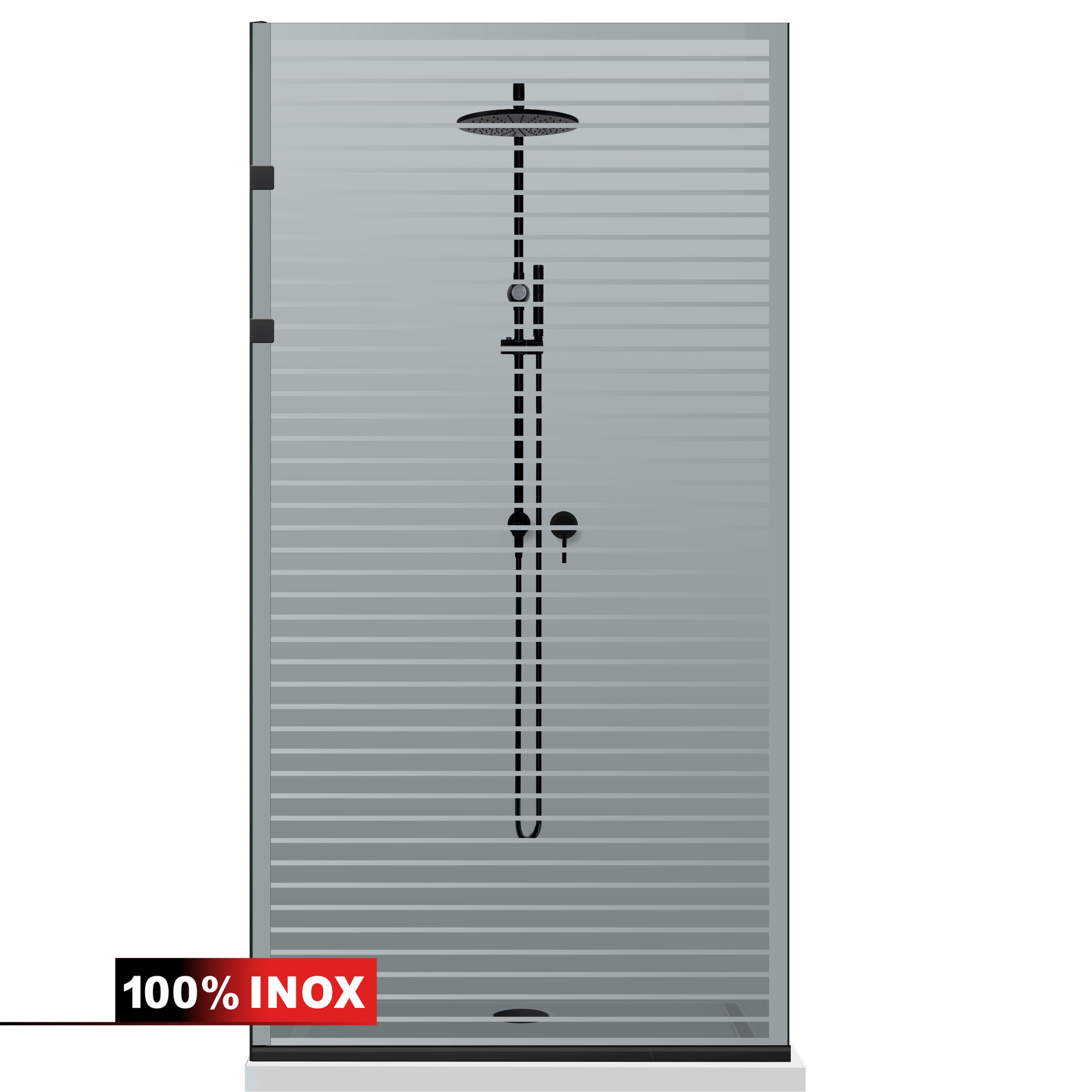 Paravan dus Walk-in, Perete dus Inox, negru mat #Gri