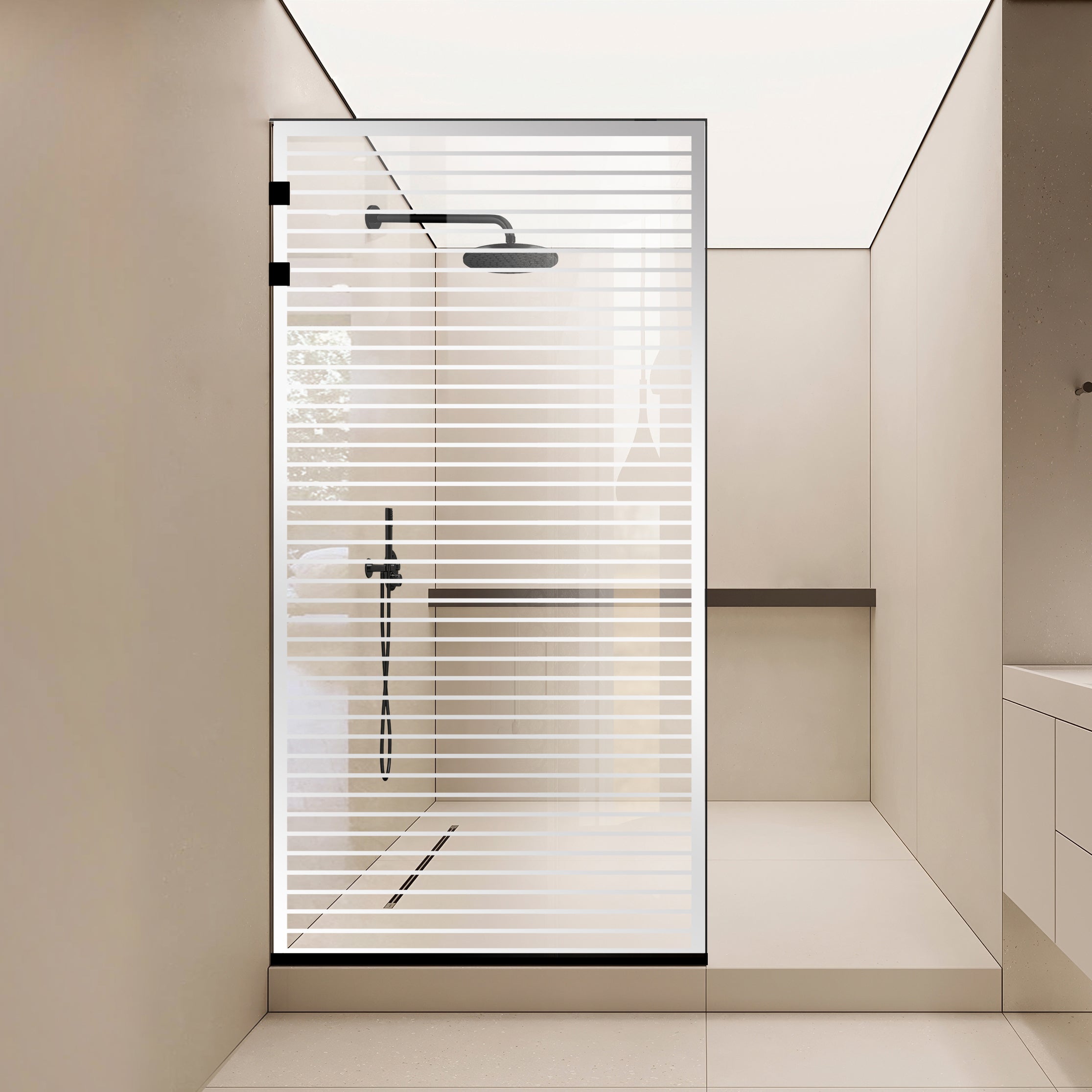 Paravan dus Walk-in, Perete dus Inox, negru mat, #Clara #Víztiszta