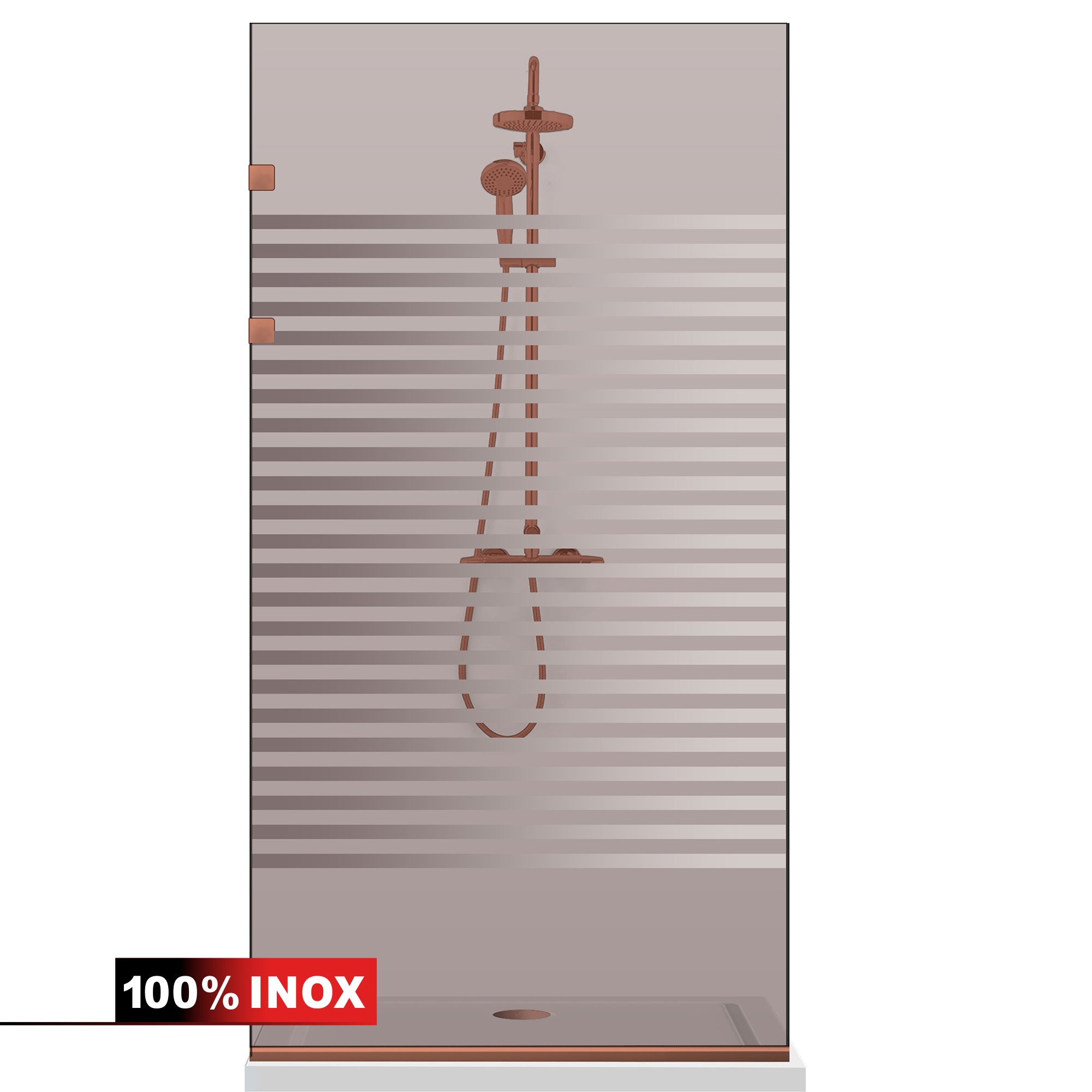 Paravan dus Walk-in, Perete dus Inox, cupru #Bronz