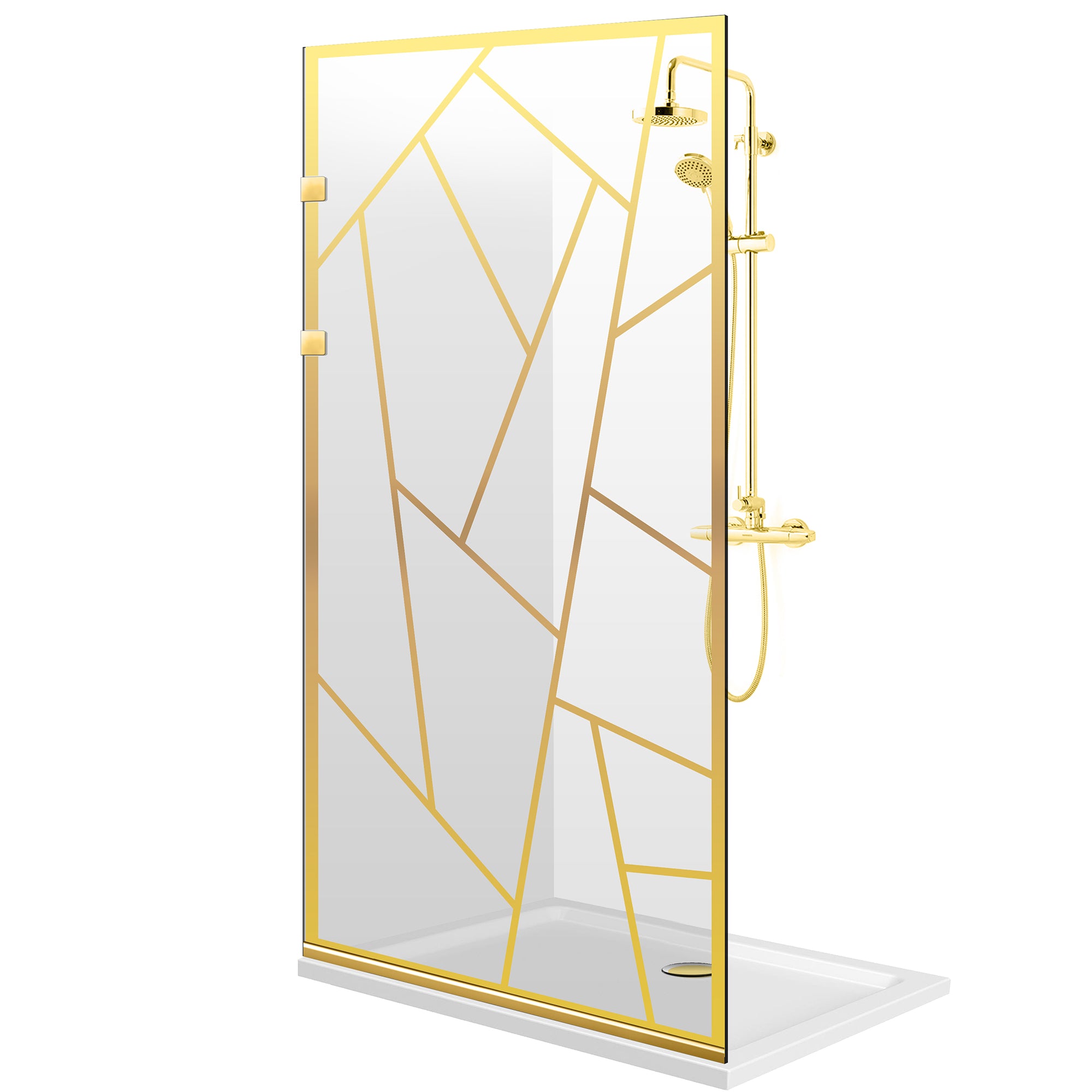 Paravan dus Walk-in, Perete dus Inox, auriu, #Clara #Víztiszta