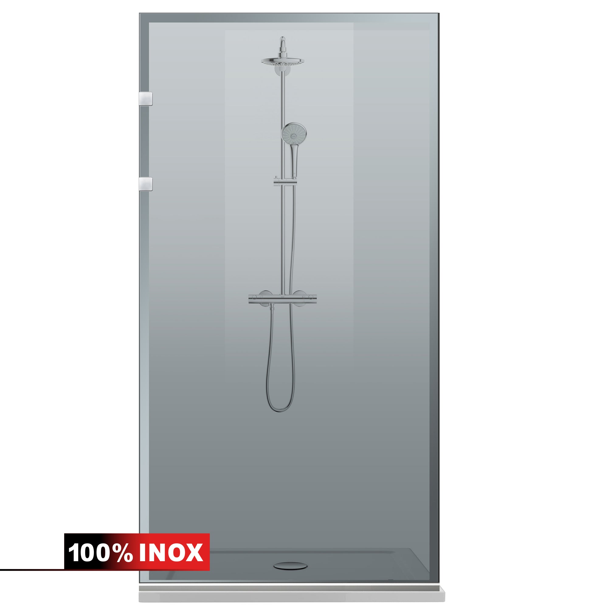 Paravan dus Walk-in, Perete dus Inox, #Gri