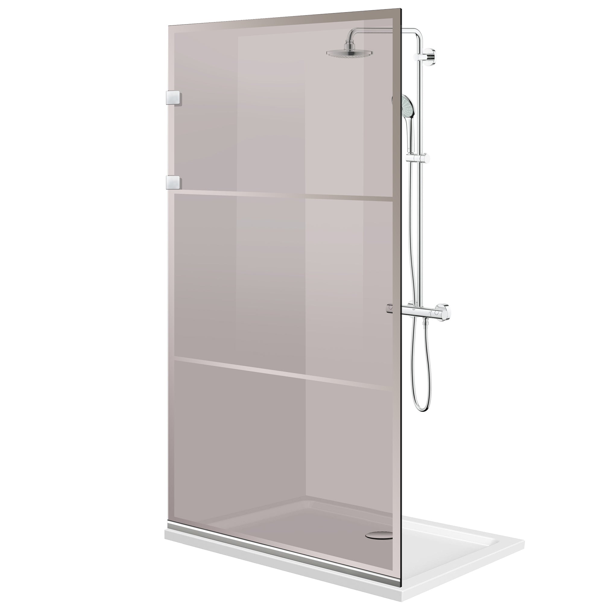 Paravan dus Walk-in, Perete dus Inox, #Bronz