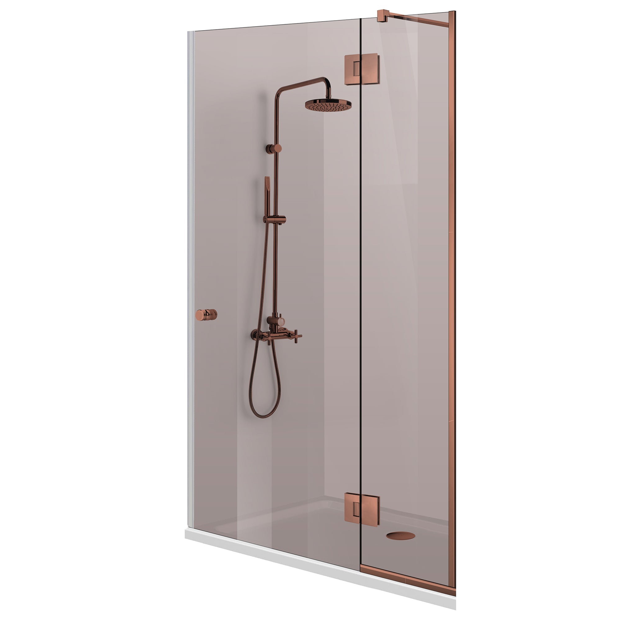 Duschtür mit festem Wandteil Aqua Line Plus Beschläge 100% INOX, verstellbare Stange, 8 mm Sicherheitsglas