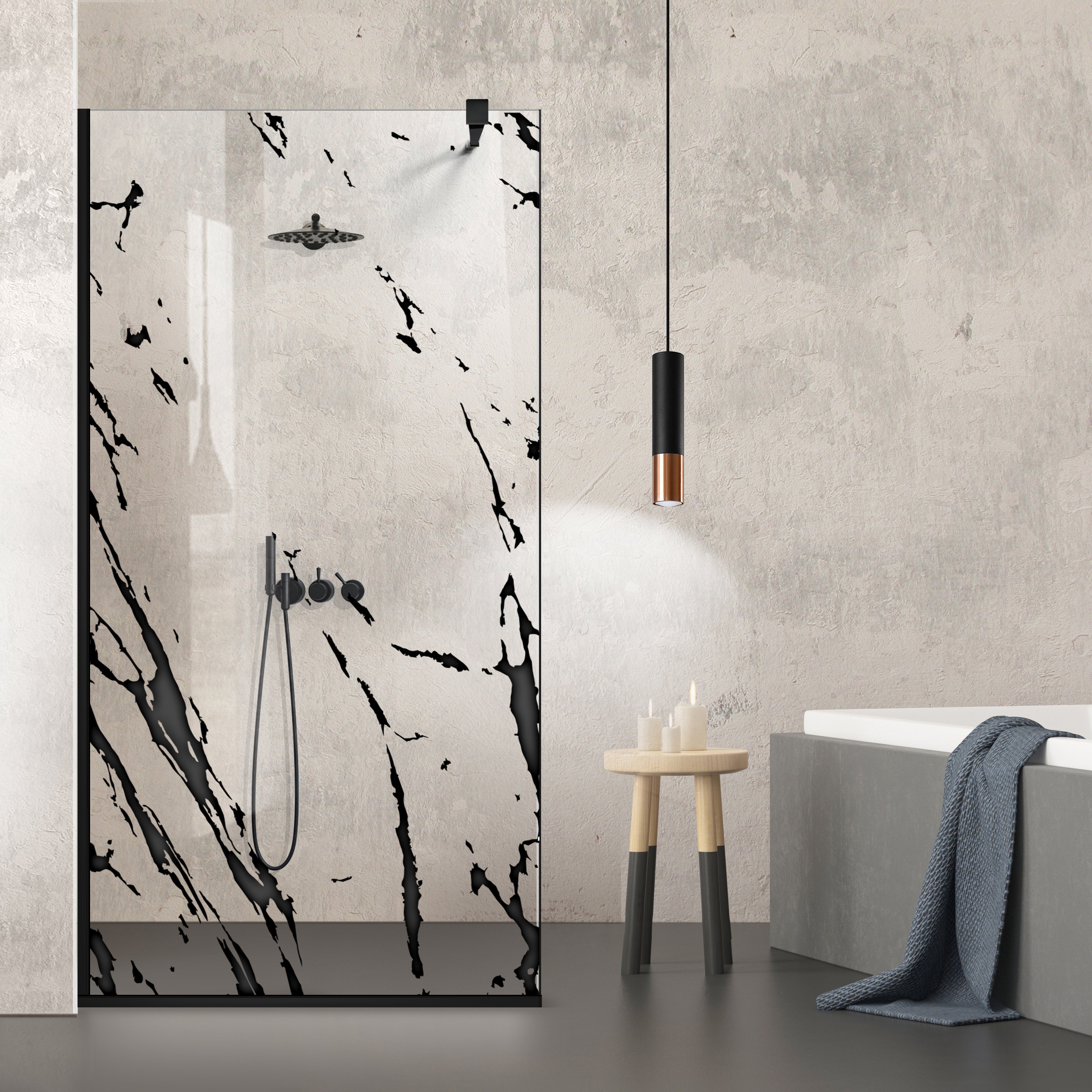 Paravan dus Walk-in, Perete dus Negru, #Clara #Víztiszta