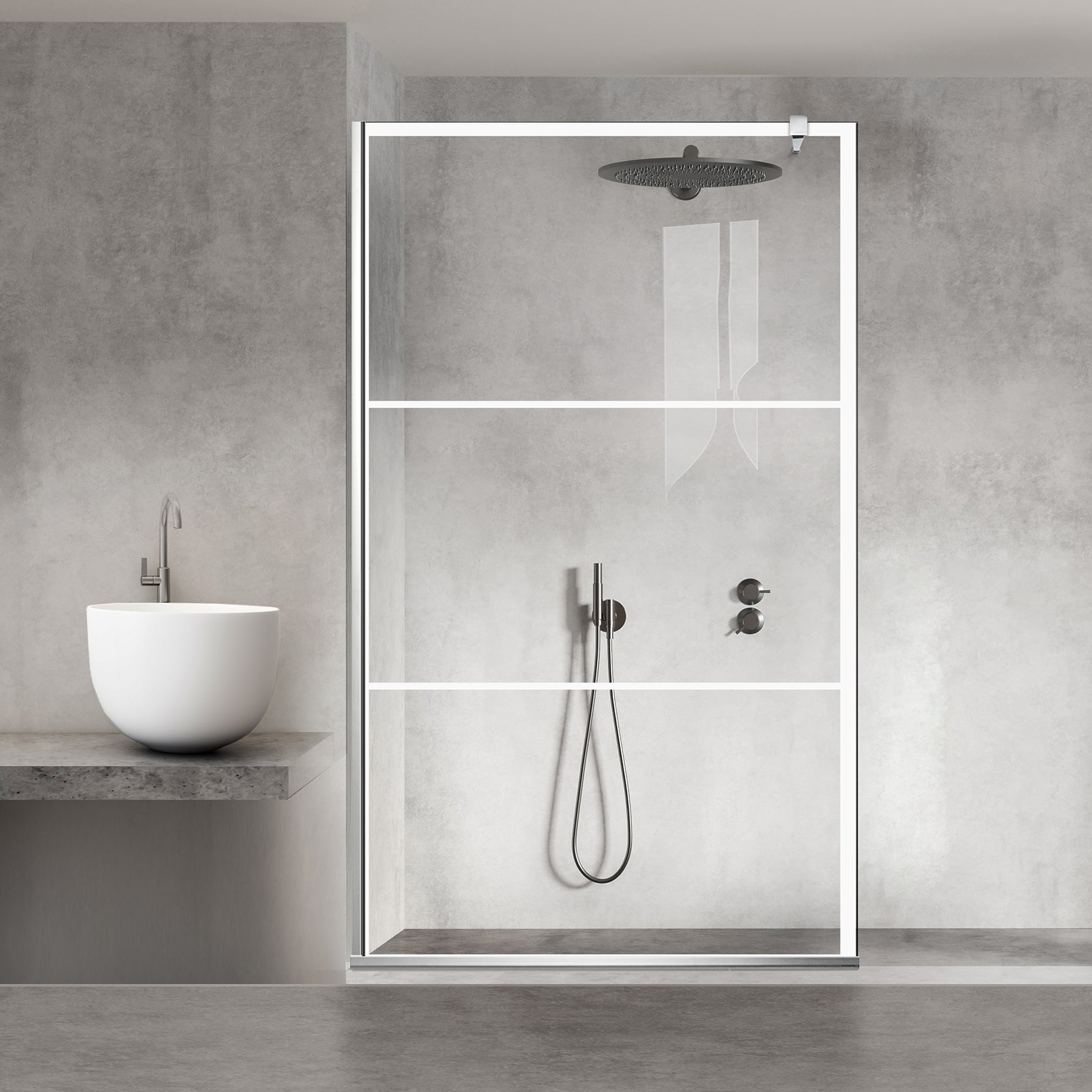 Paravan dus Walk-in, Perete dus Inox, #Clara