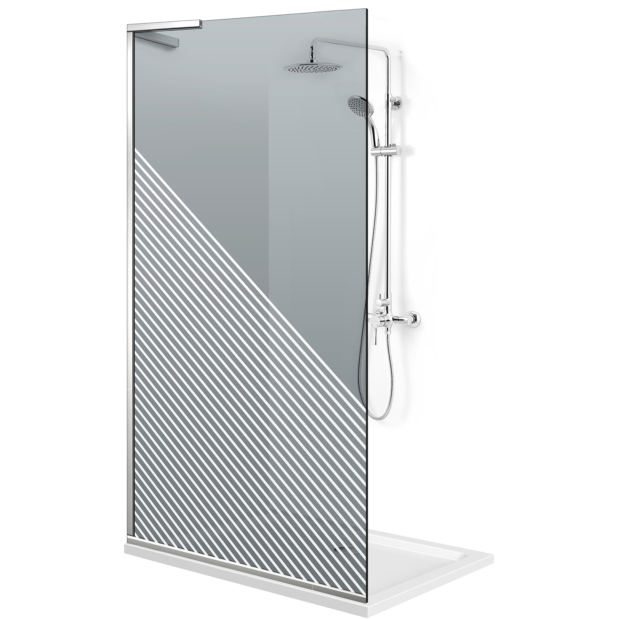 Paravan dus Walk-in, Perete dus Inox, #Gri #Szürke