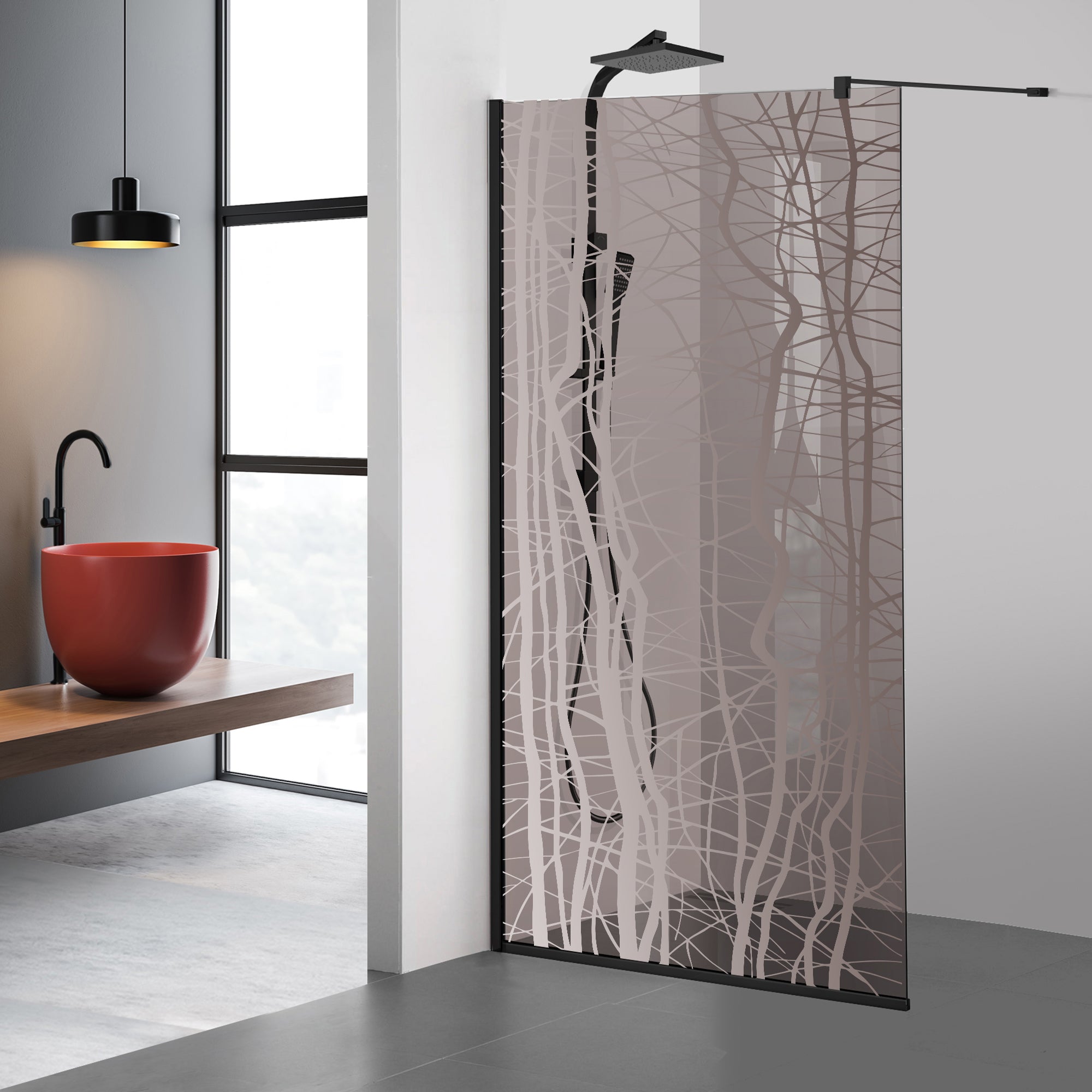 Paravan dus Walk-in, Perete dus Negru, #Bronz #Bronz