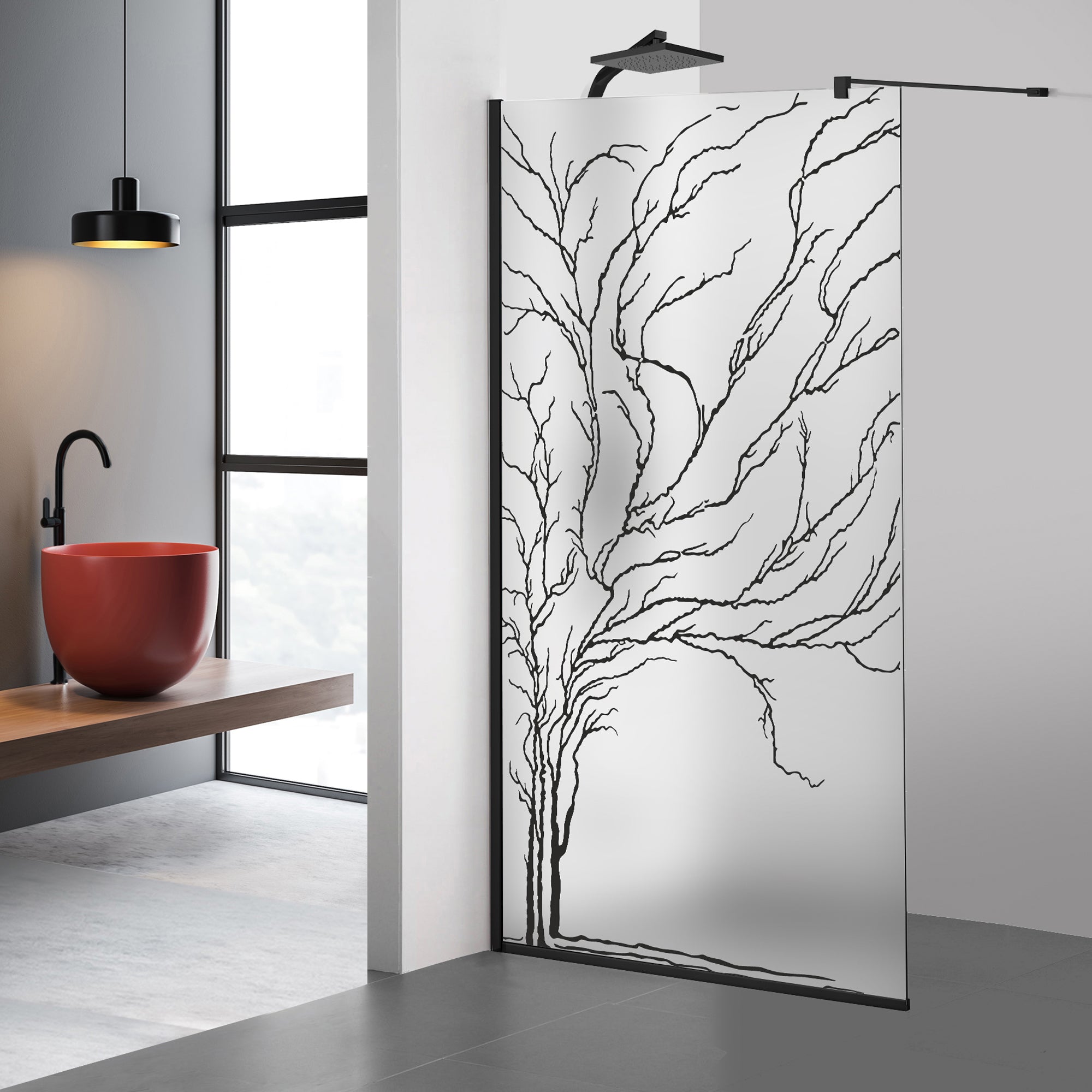Paravan dus Walk-in, Perete dus Negru, #Mat #Matt