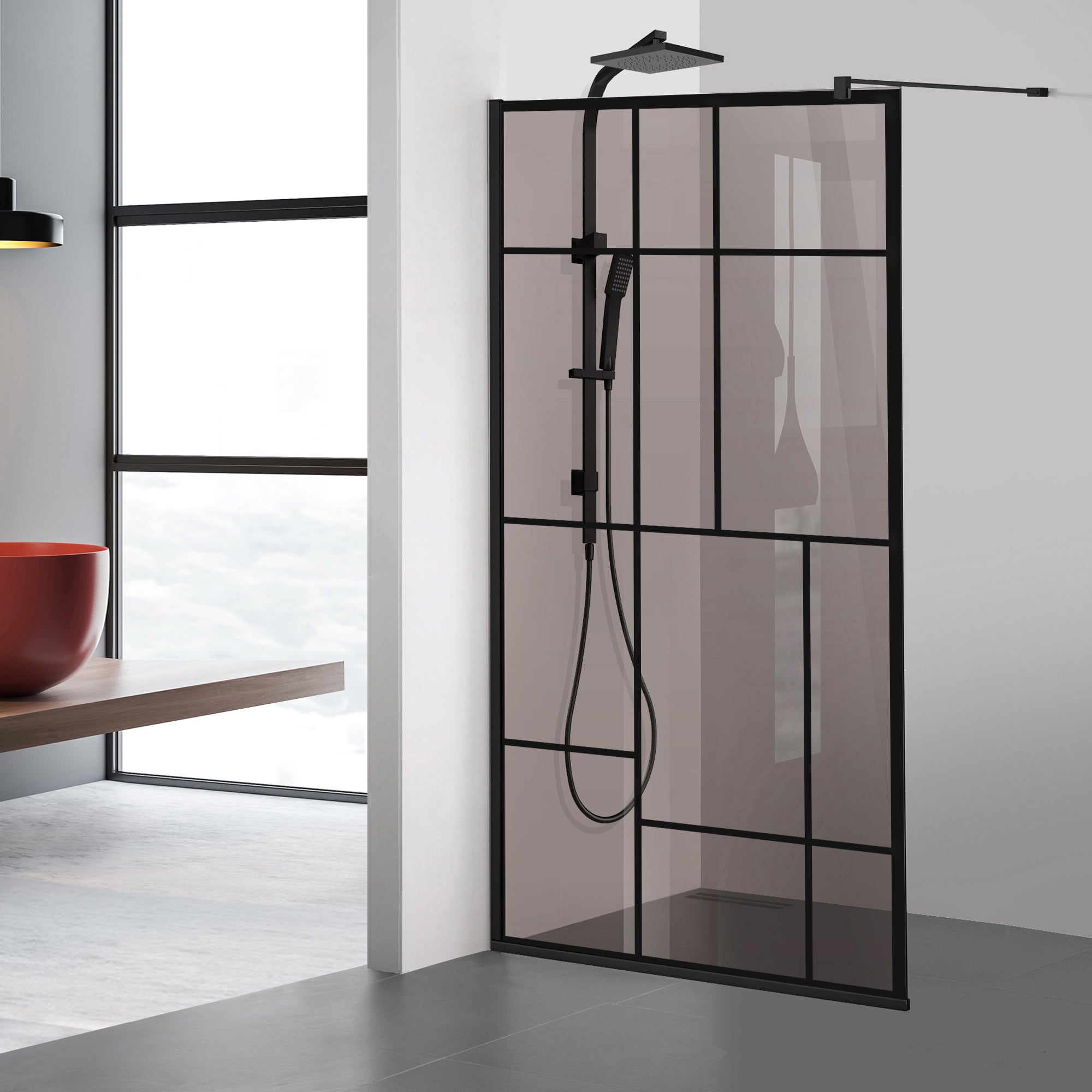 Paravan dus Walk-in, Perete dus Negru, #Bronz #Bronz