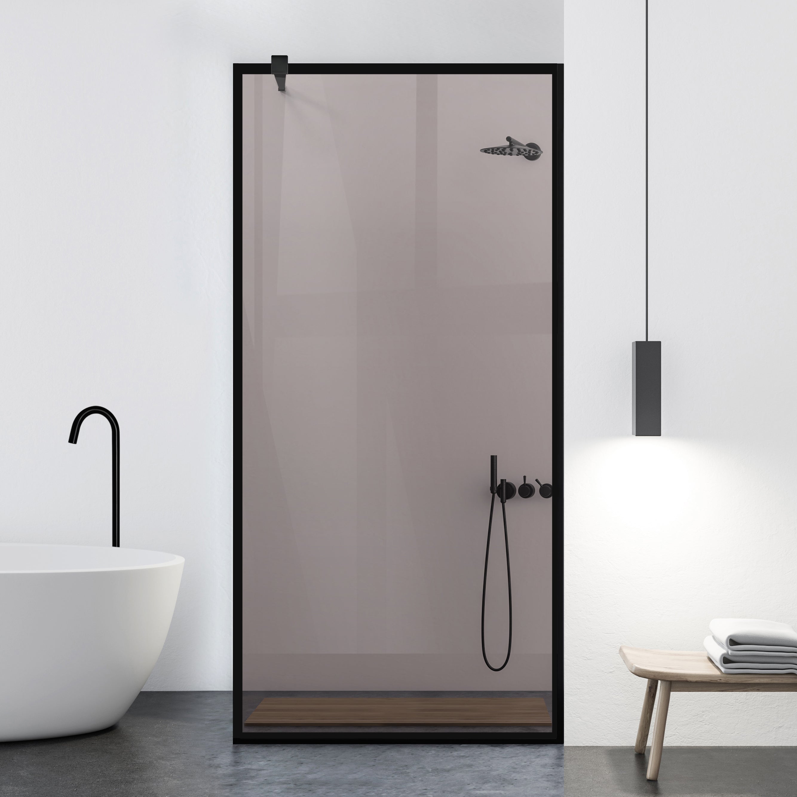 Paravan dus Walk-in, Perete dus Negru, #Bronz #Bronz
