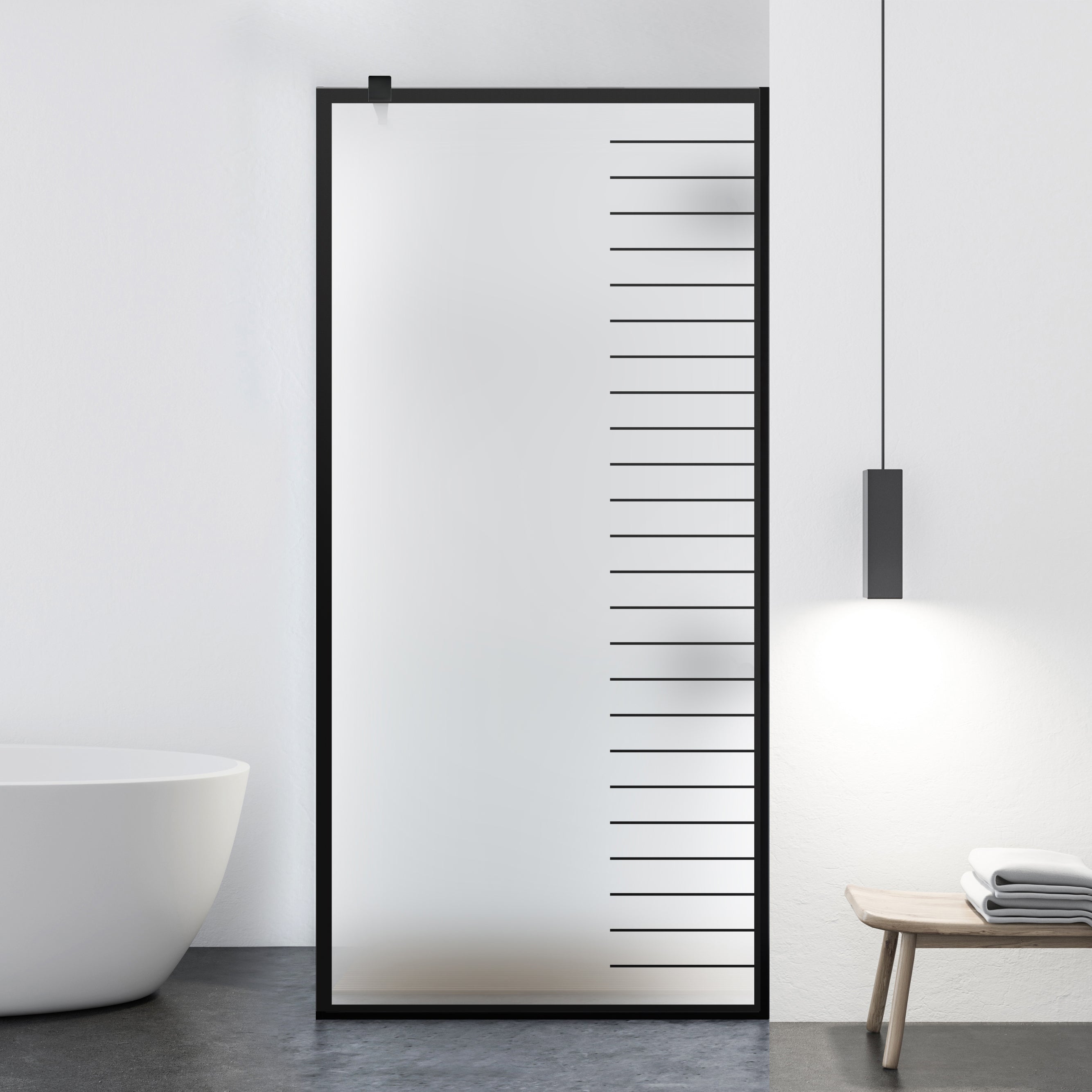 Paravan dus Walk-in, Perete dus Negru, #Mat #Matt