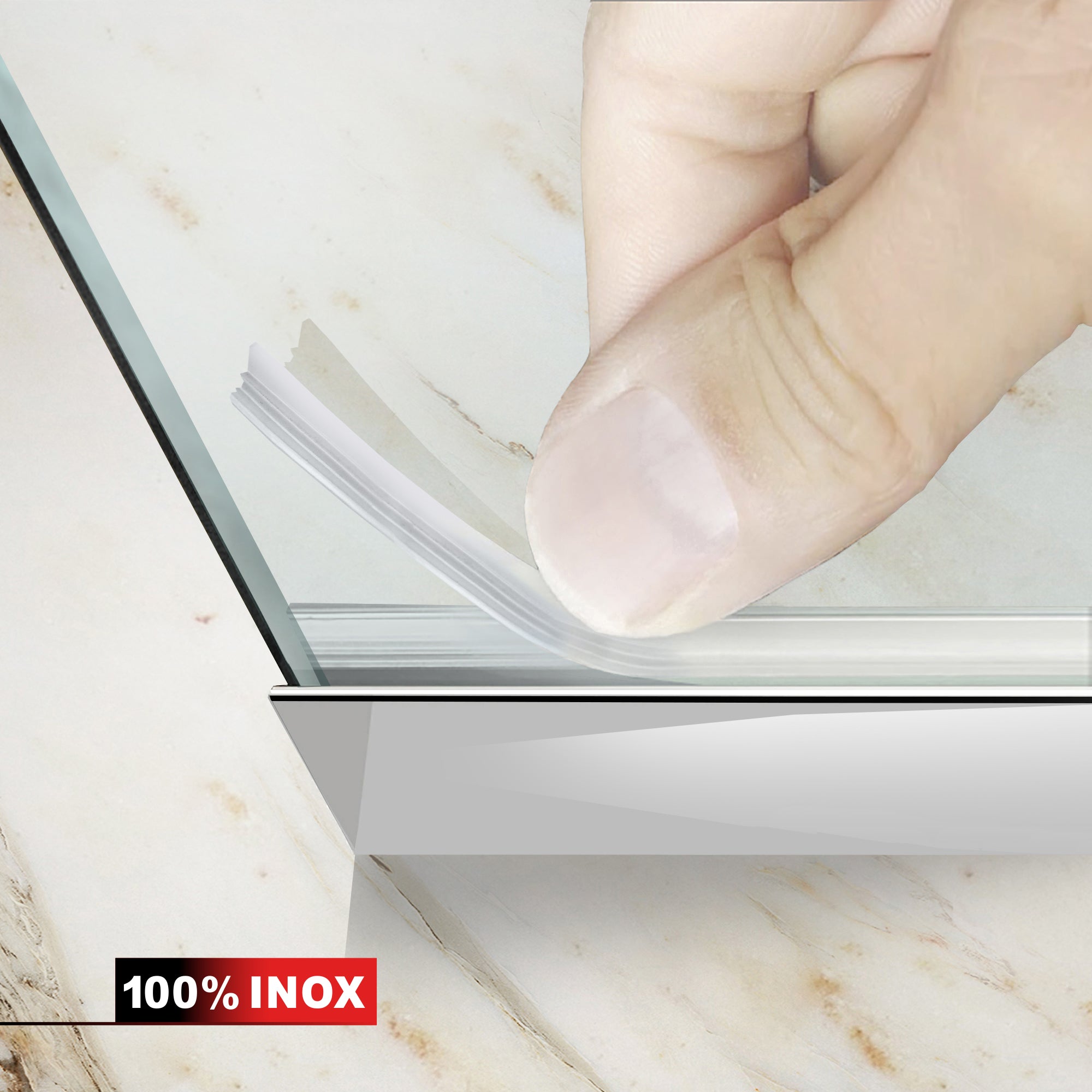 Duschabtrennung Walk-in Aqua Elegance ® INOX, Beschläge komplett aus Edelstahl, klares Sicherheitsglas