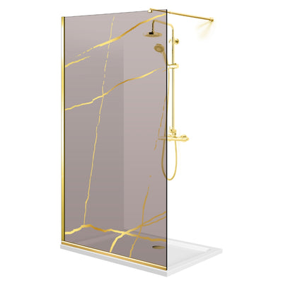 Paravan dus Walk-in, Perete dus  Auriu, #Bronz #Bronz