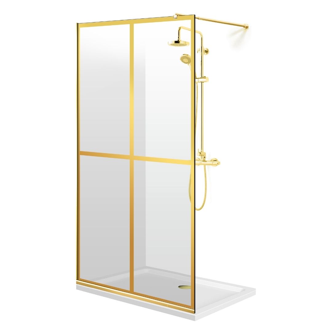 Paravan dus Walk-in, Perete dus  Auriu, #Clara #Víztiszta