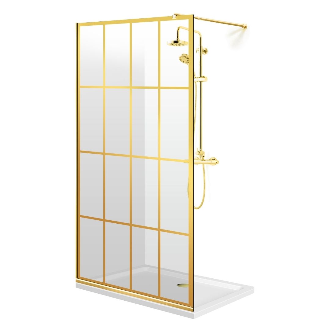 Paravan dus Walk-in, Perete dus  Auriu, #Clara #Víztiszta