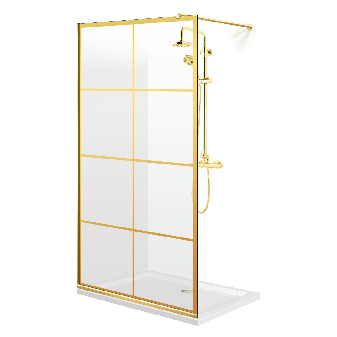 Paravan dus Walk-in, Perete dus  Auriu, #Clara #Víztiszta