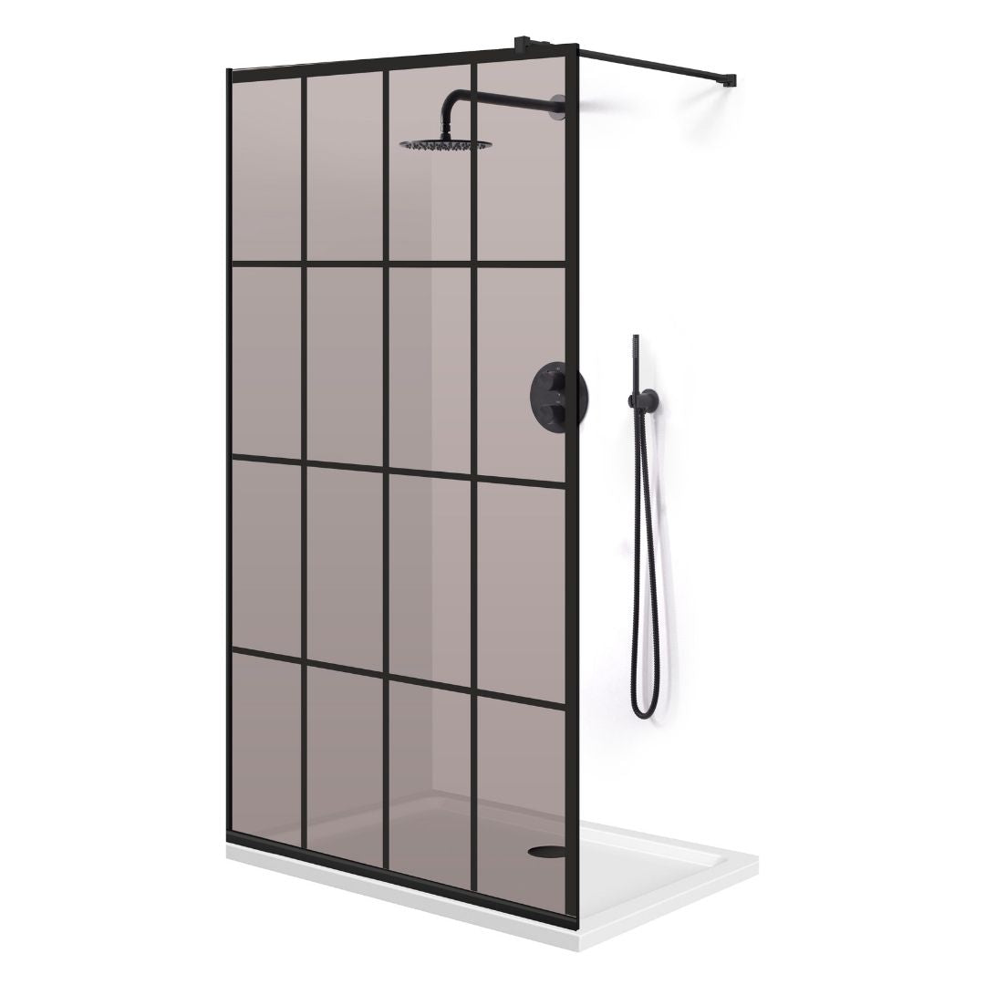 Paravan dus Walk-in, Perete dus  Negru, #Bronz #Bronz