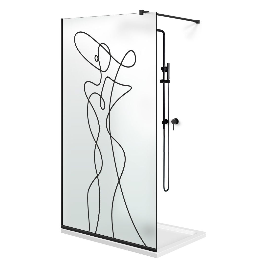 Paravan dus Walk-in, Perete dus  Negru, #Mat #Matt