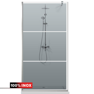Paravan dus Walk-in, Perete dus  Inox, #Gri #Szürke
