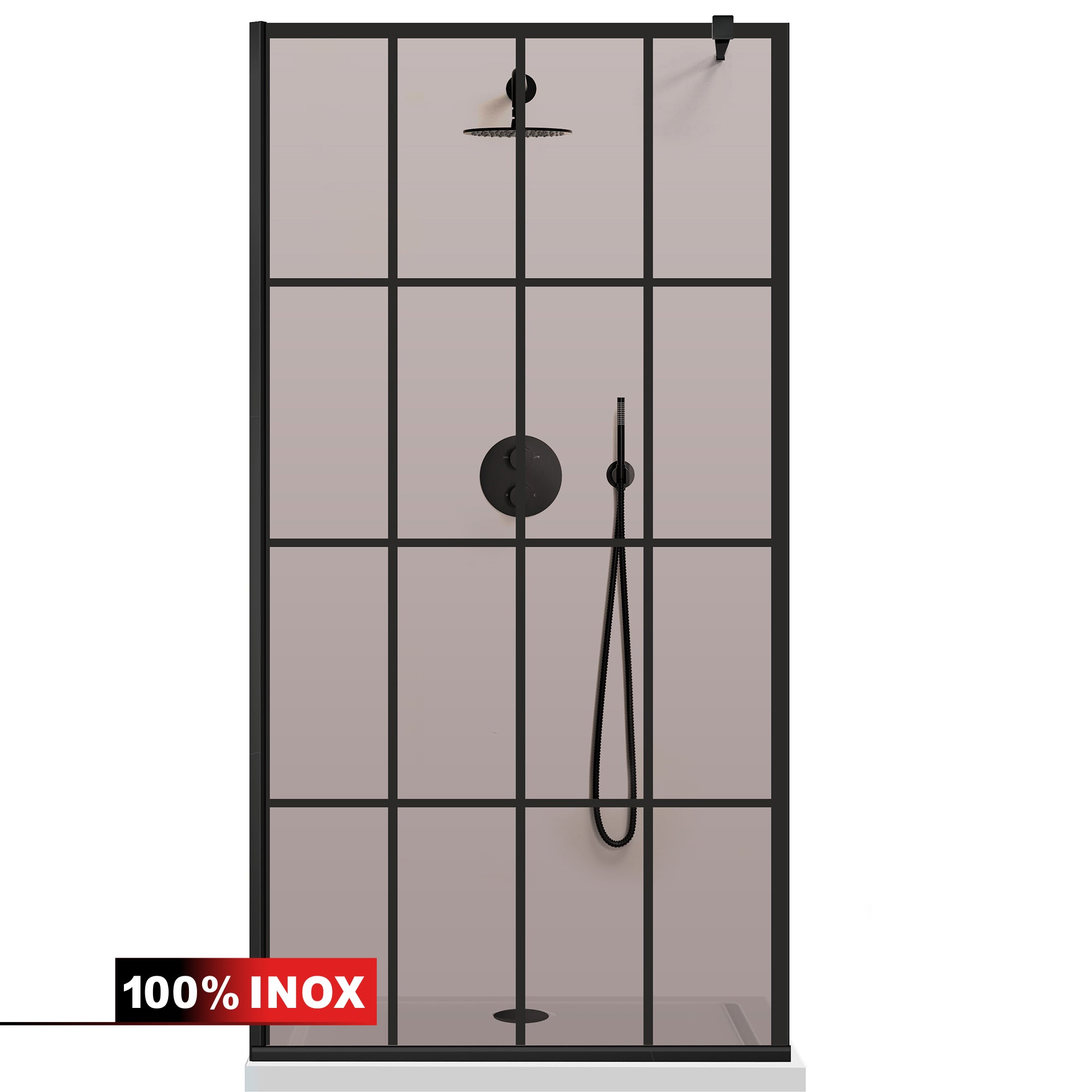 Paravan dus Walk-in, Perete dus  Negru, #Bronz #Bronz