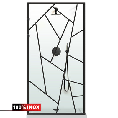 Paravan dus Walk-in, Perete dus Inox, negru mat, #Clara #Víztiszta