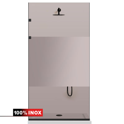 Paravan dus Walk-in, Perete dus Inox, negru mat #Bronz