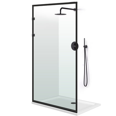 Paravan dus Walk-in, Perete dus Inox, negru mat, #Clara #Víztiszta