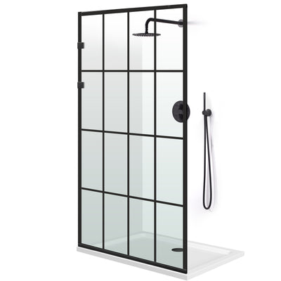 Paravan dus Walk-in, Perete dus Inox, negru mat, #Clara #Víztiszta