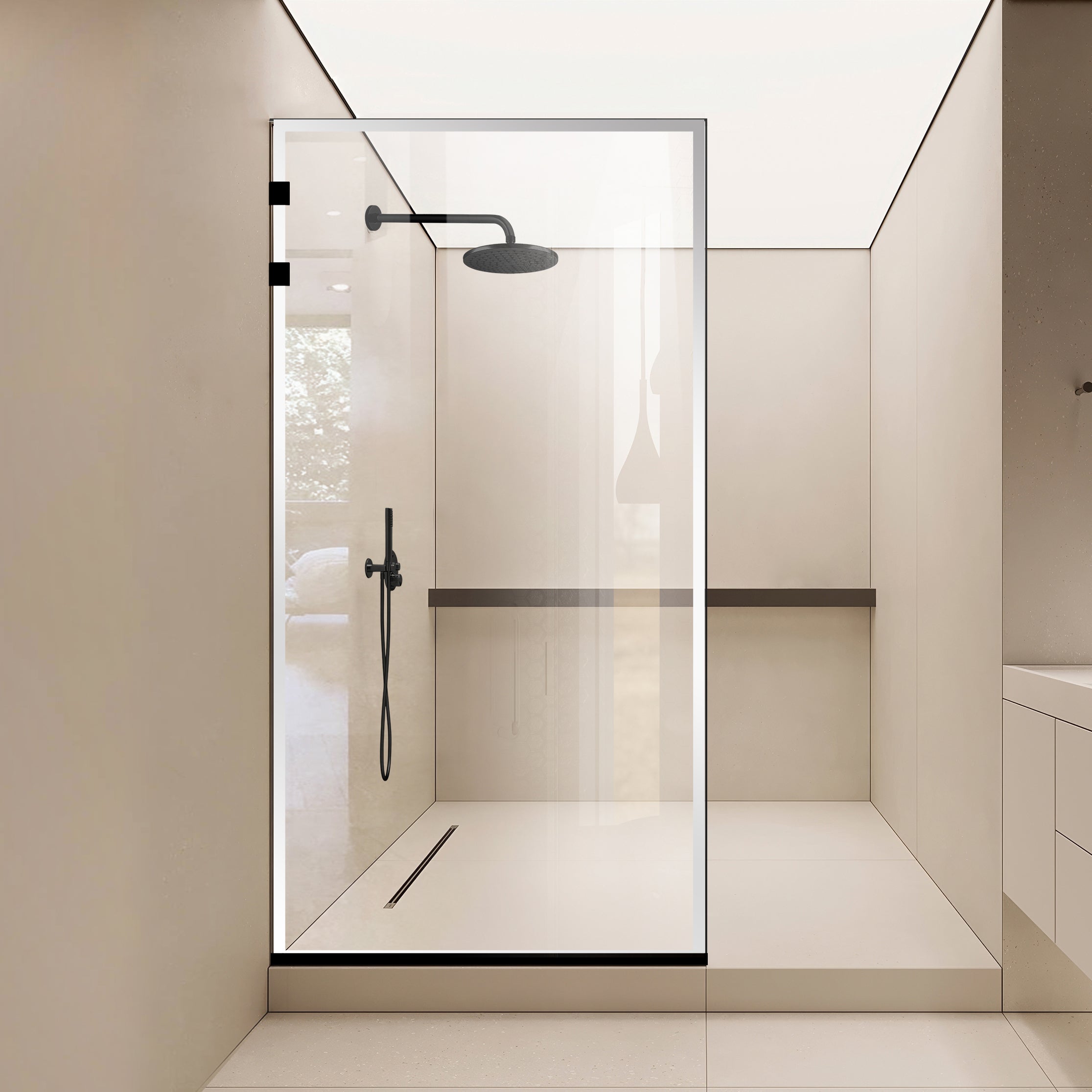 Paravan dus Walk-in, Perete dus Inox, #Clara #Víztiszta