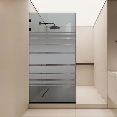 Paravan dus Walk-in, Perete dus Inox, negru mat #Gri