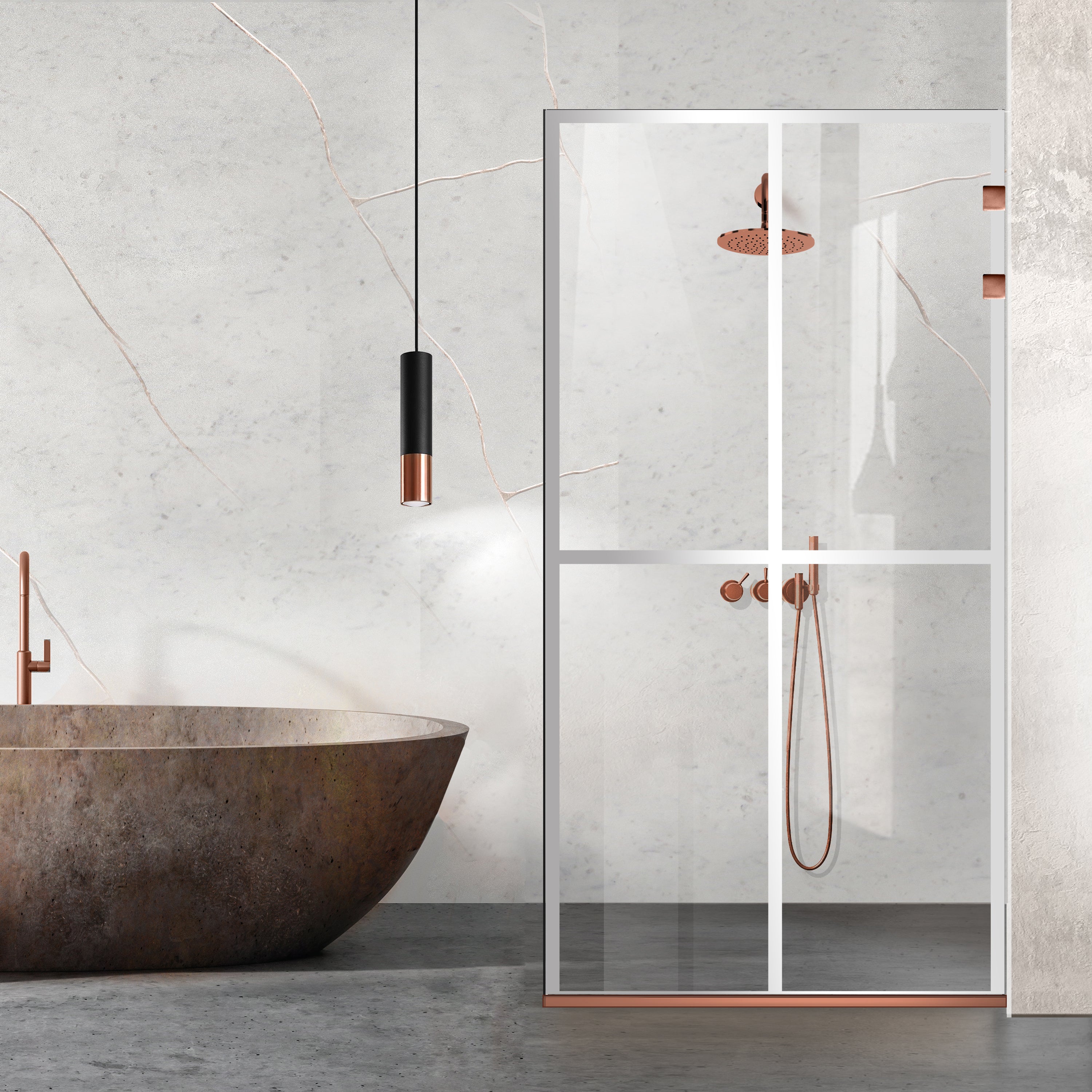 Paravan dus Walk-in, Perete dus Inox, negru mat, #Clara #Víztiszta