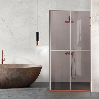 Paravan dus Walk-in, Perete dus Inox, cupru #Bronz