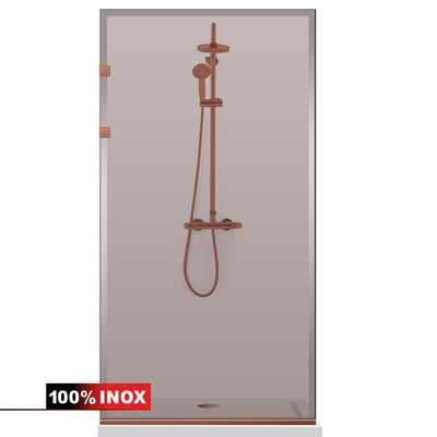 Paravan dus Walk-in, Perete dus Inox, cupru #Bronz