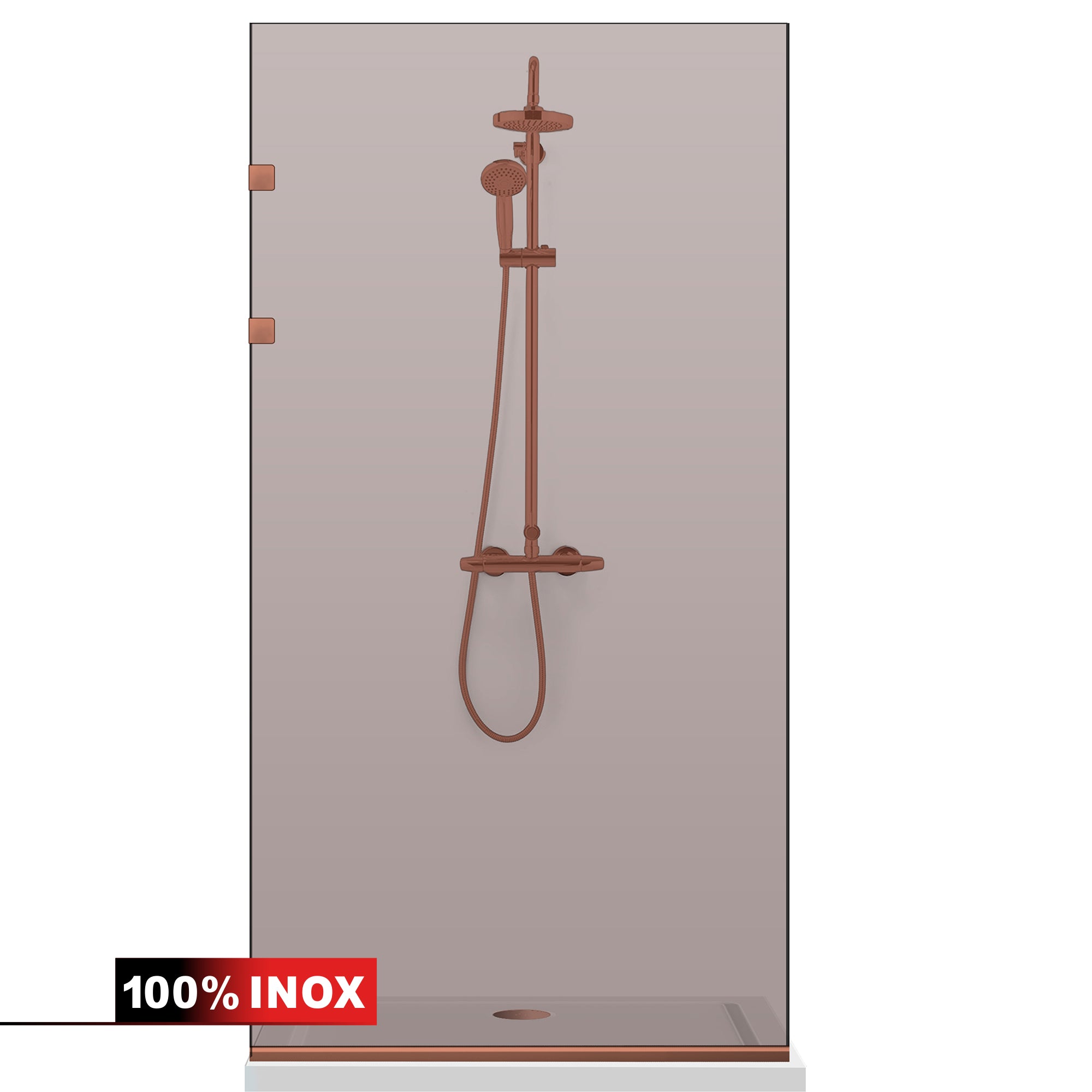 Paravan dus Walk-in, Perete dus Inox, cupru #Bronz