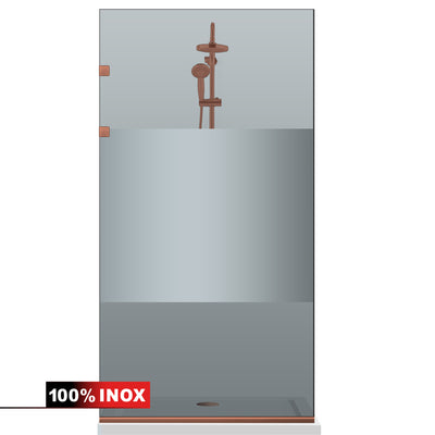 Paravan dus Walk-in, Perete dus Inox, cupru #Gri