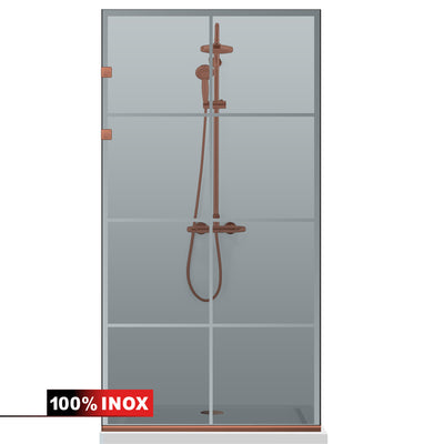 Paravan dus Walk-in, Perete dus Inox, cupru #Gri