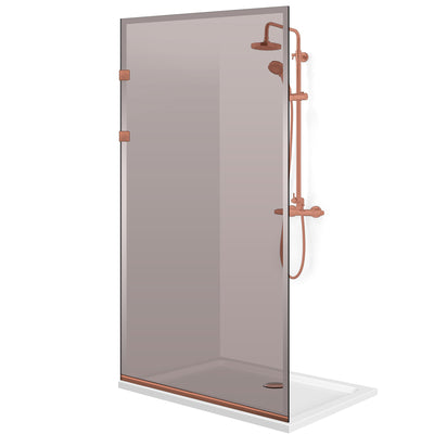 Paravan dus Walk-in, Perete dus Inox, cupru #Bronz