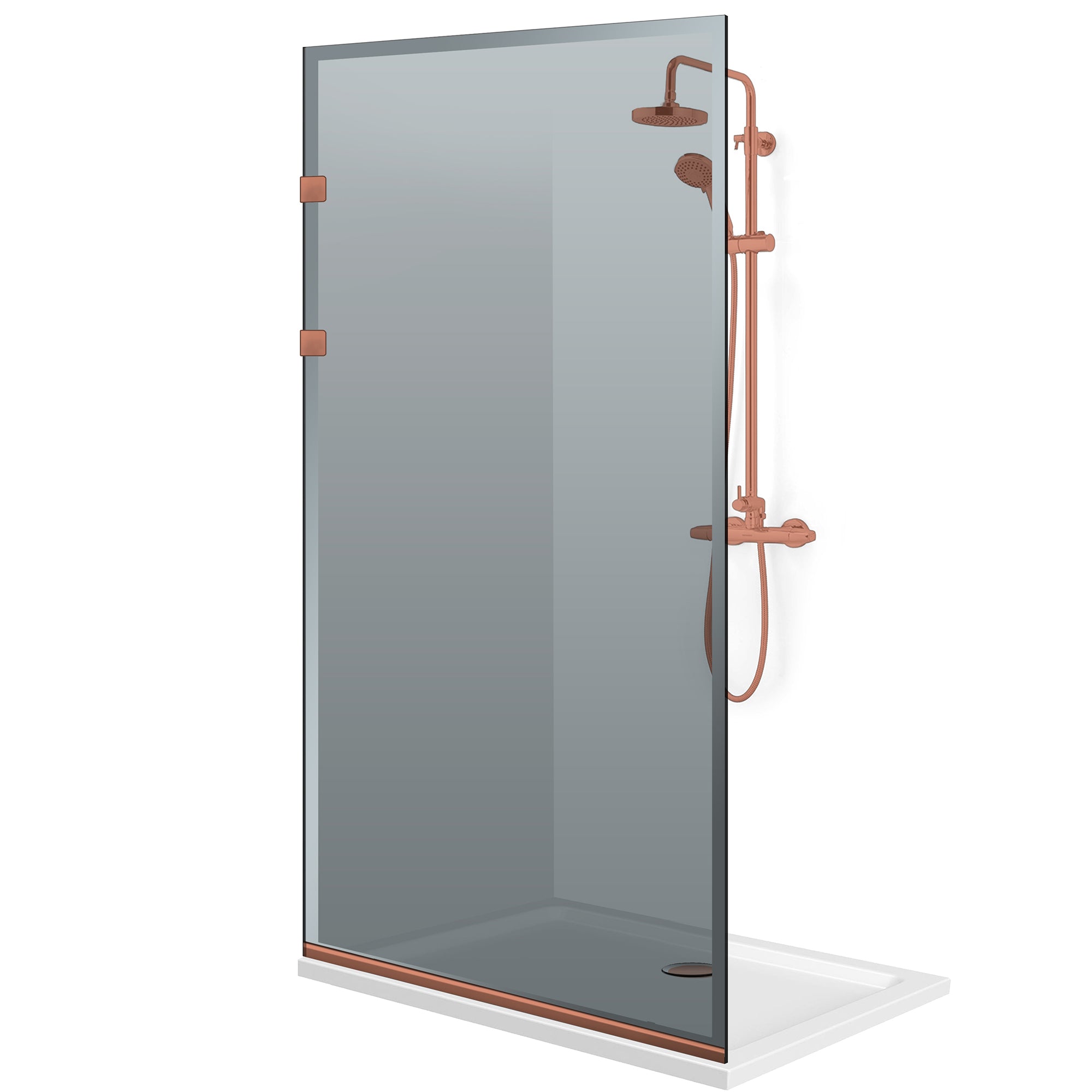 Paravan dus Walk-in, Perete dus Inox, cupru #Gri