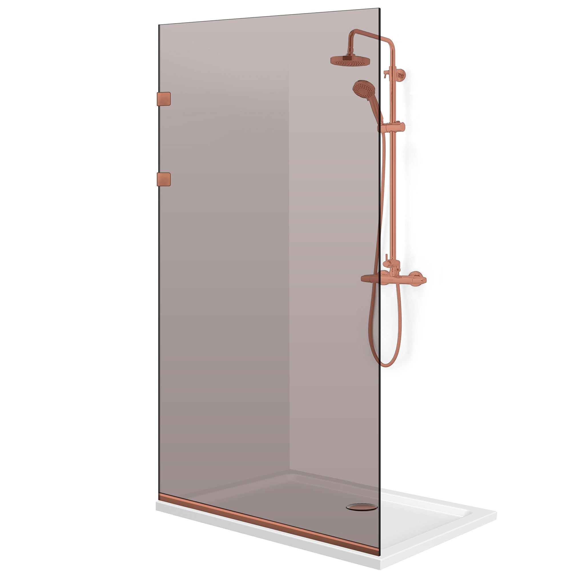 Paravan dus Walk-in, Perete dus Inox, cupru #Bronz