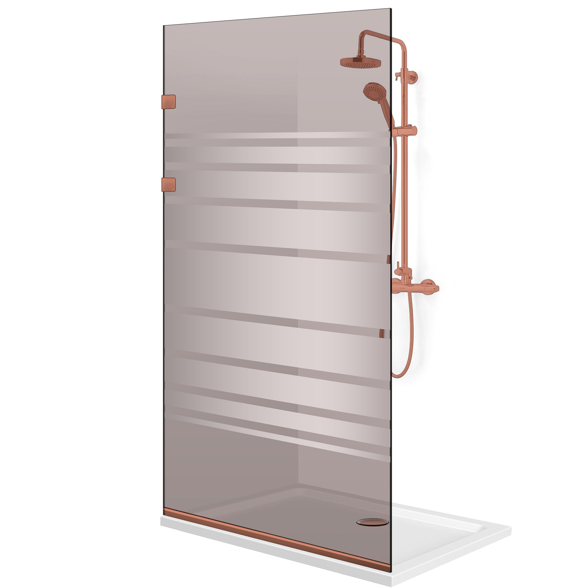 Paravan dus Walk-in, Perete dus Inox, cupru #Bronz