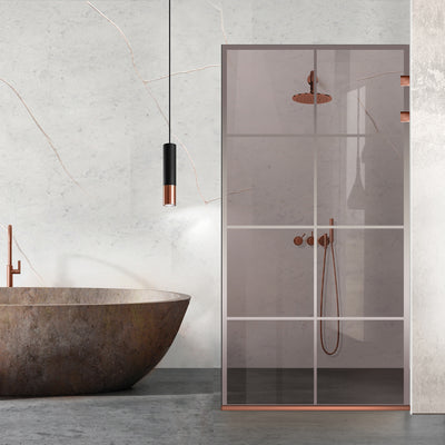 Paravan dus Walk-in, Perete dus Inox, cupru #Bronz