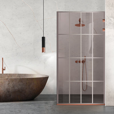Paravan dus Walk-in, Perete dus Inox, cupru #Bronz