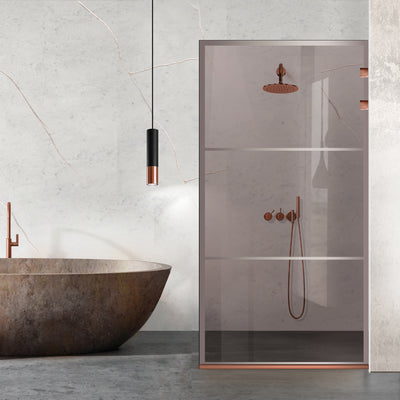 Paravan dus Walk-in, Perete dus Inox, cupru #Bronz