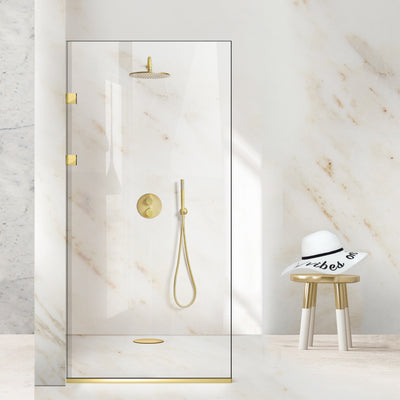 Paravan dus Walk-in, Perete dus Inox, auriu, #Clara #Víztiszta