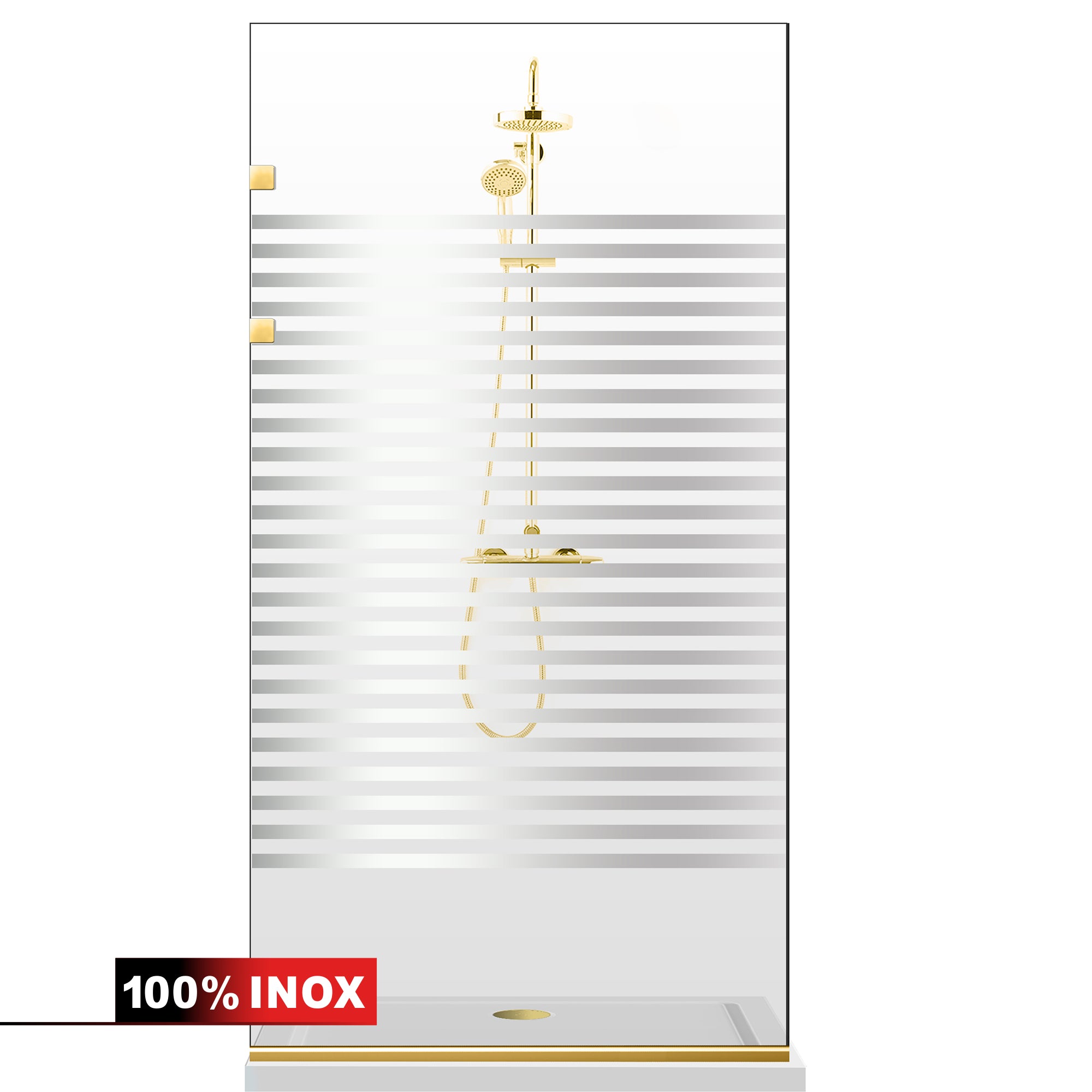 Paravan dus Walk-in, Perete dus Inox, auriu, #Clara #Víztiszta