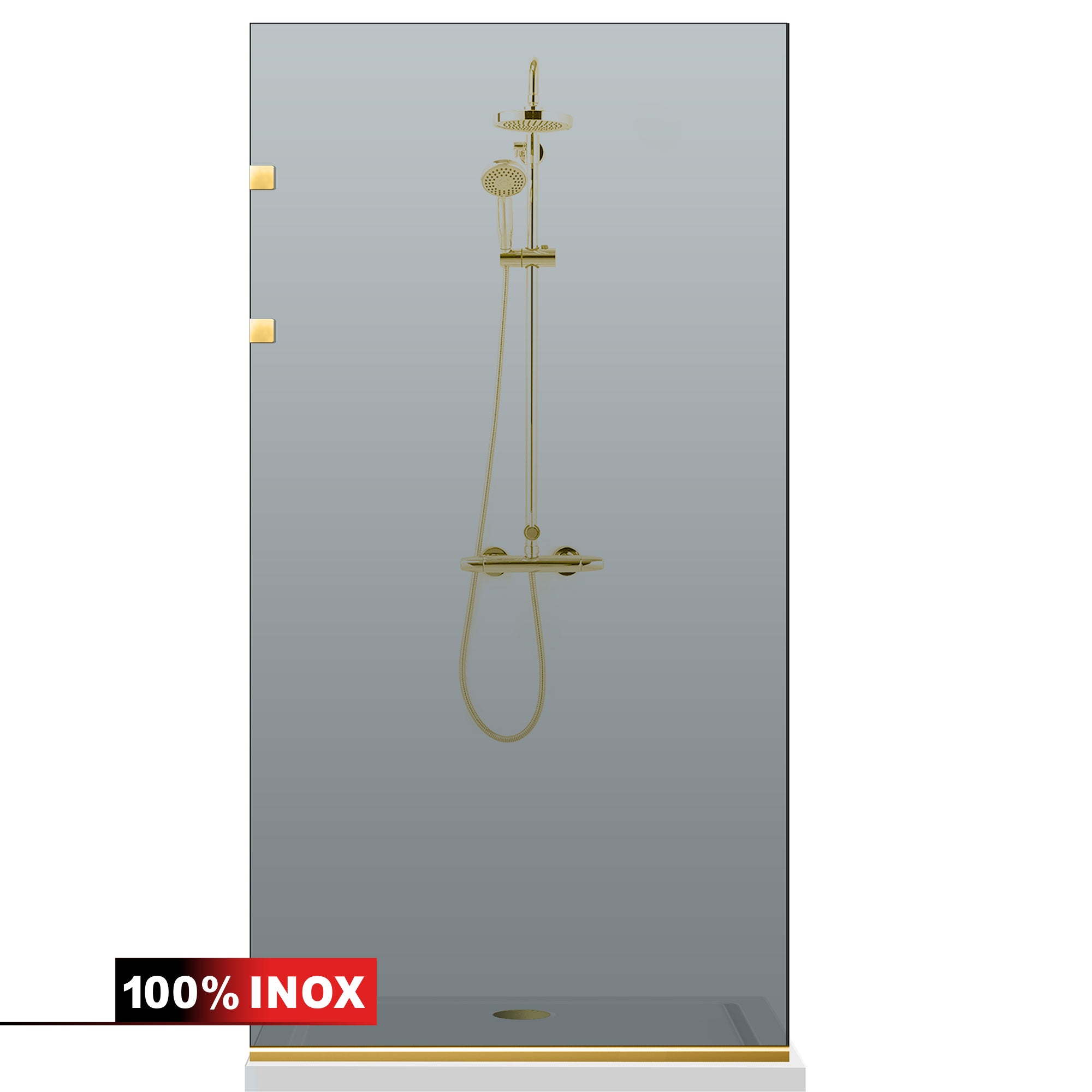 Paravan dus Walk-in, Perete dus Inox, auriu #Bronz
