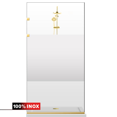 Paravan dus Walk-in, Perete dus Inox, auriu, #Clara #Víztiszta